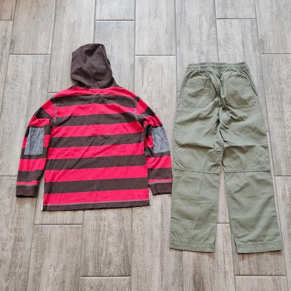 Hanna Andersson Pants Hoodie Set Kids 130 Striped Long Sleeve Rugby Utility Play